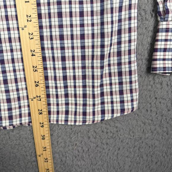 Brunello Cucinelli Button Shirt Mens M Purple Plaid Linen Blend Italy Dress - Picture 7 of 9